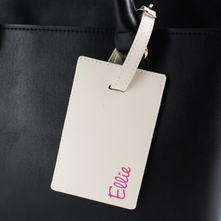 Personalised Pink Name Cream Luggage Tag: 1 - Luggage Tags By Gift Moments
