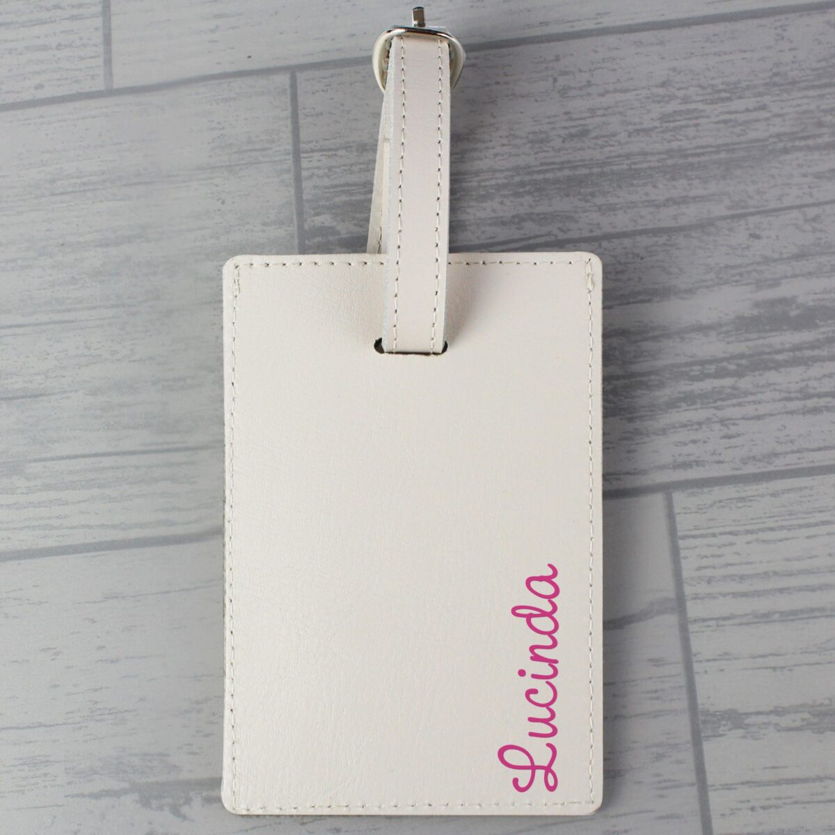 Personalised Pink Name Cream Luggage Tag: 4 - Luggage Tags By Gift Moments