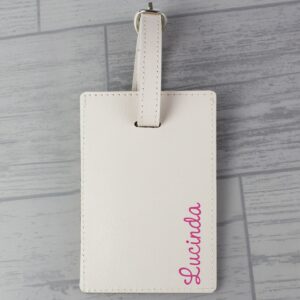 Personalised Pink Name Cream Luggage Tag: 4 - Luggage Tags By Gift Moments