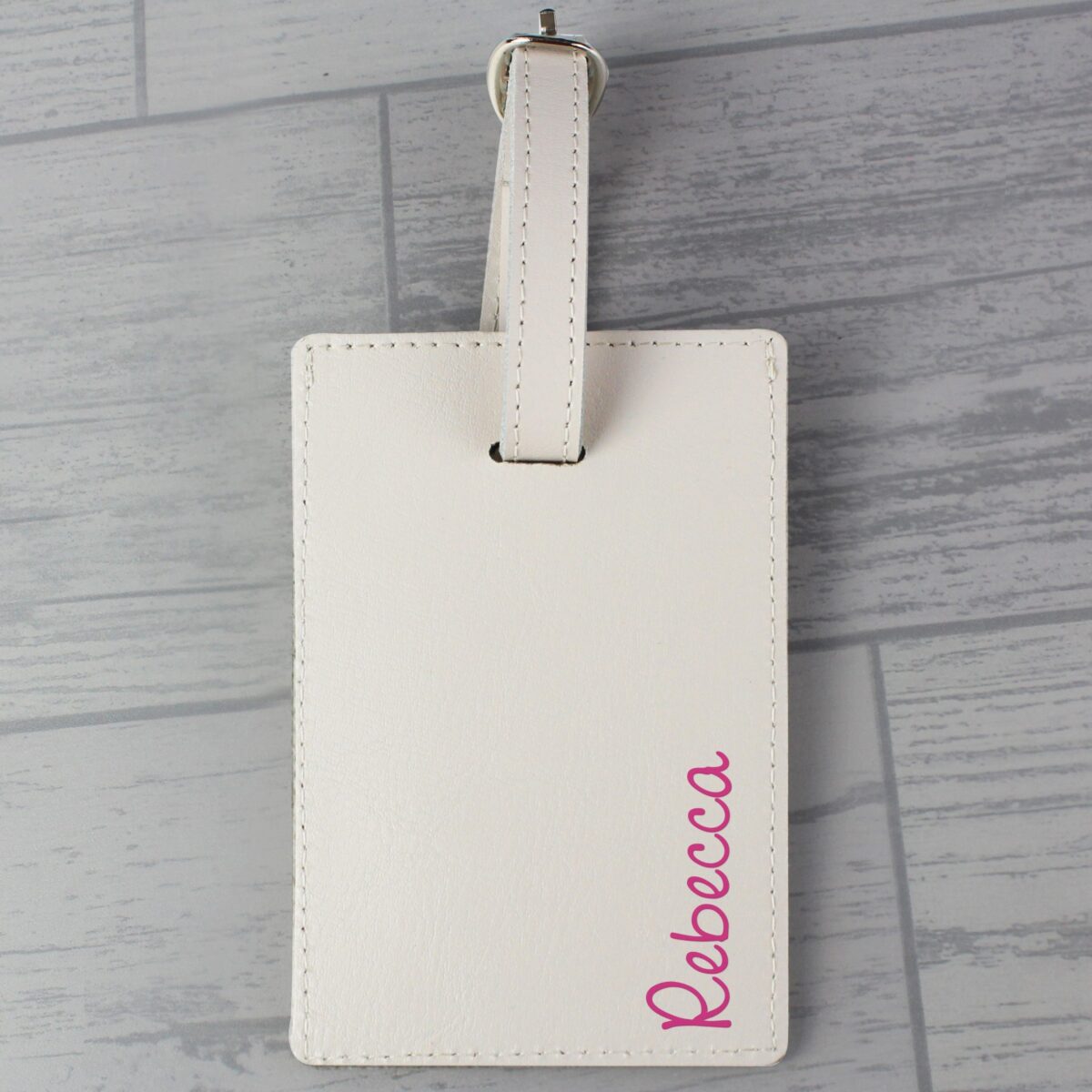 Personalised Pink Name Cream Luggage Tag: 3 - Luggage Tags By Gift Moments