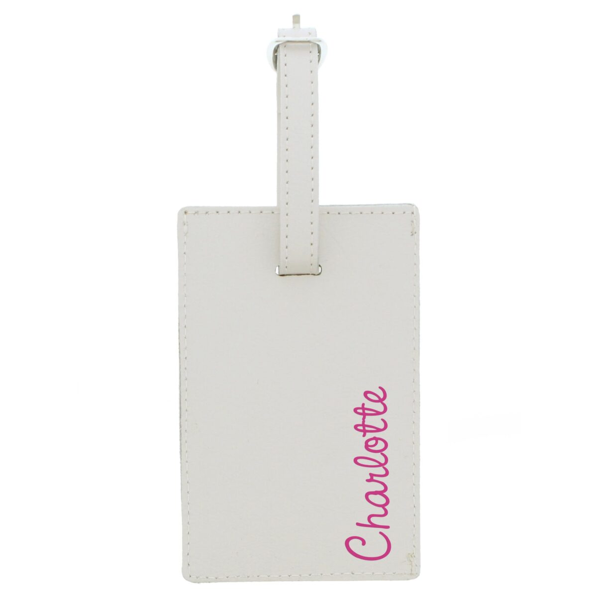 Personalised Pink Name Cream Luggage Tag: 2 - Luggage Tags By Gift Moments