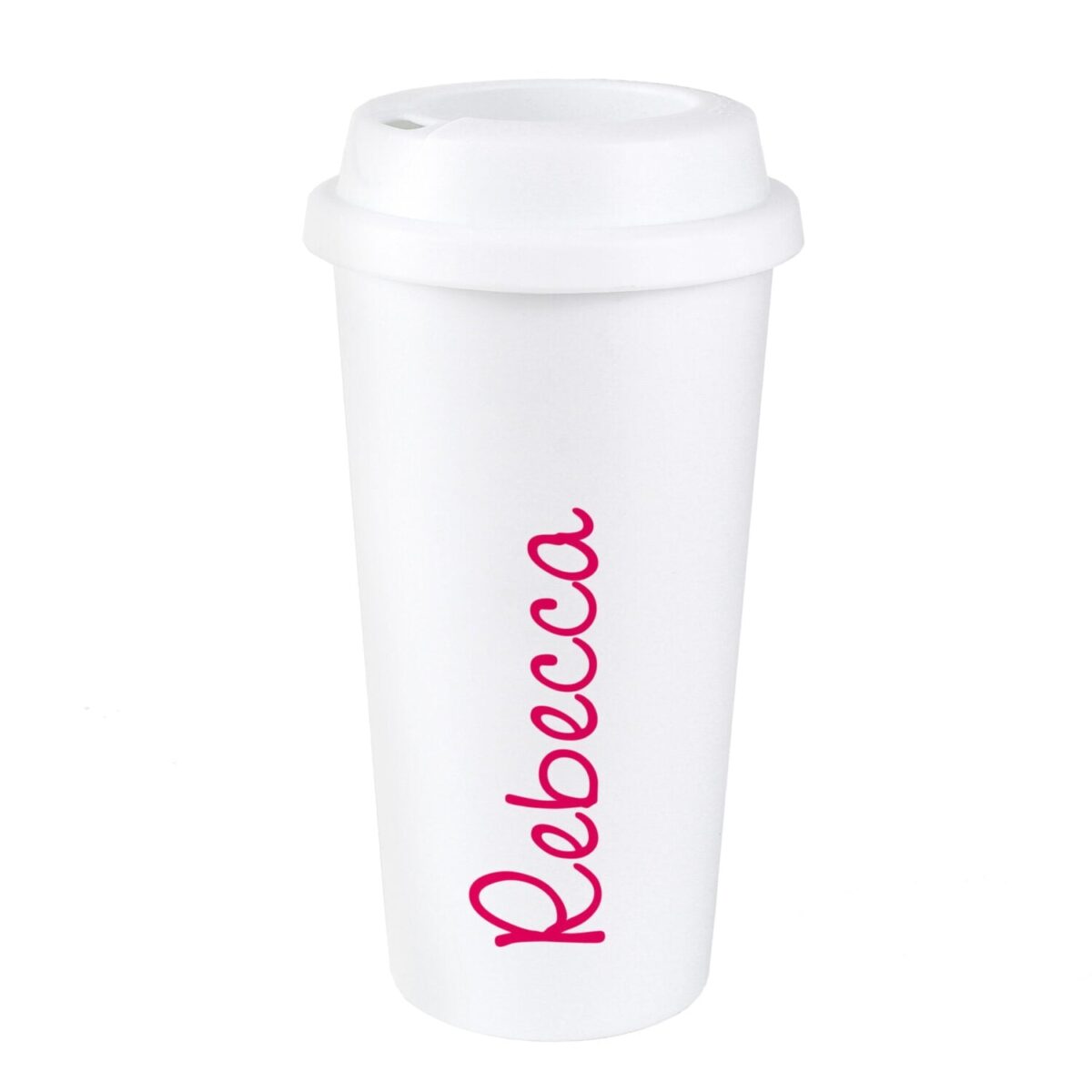 Personalised Pink Name Insulated Reusable Eco Travel Cup: 3 - Travel Mugs By Gift Moments
