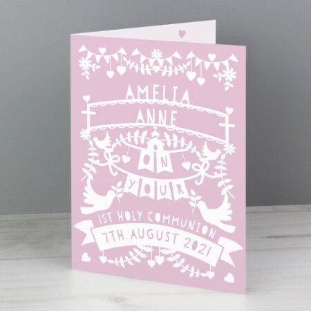 Personalised Pink Papercut Style Card: 5 - Greeting Cards By Gift Moments