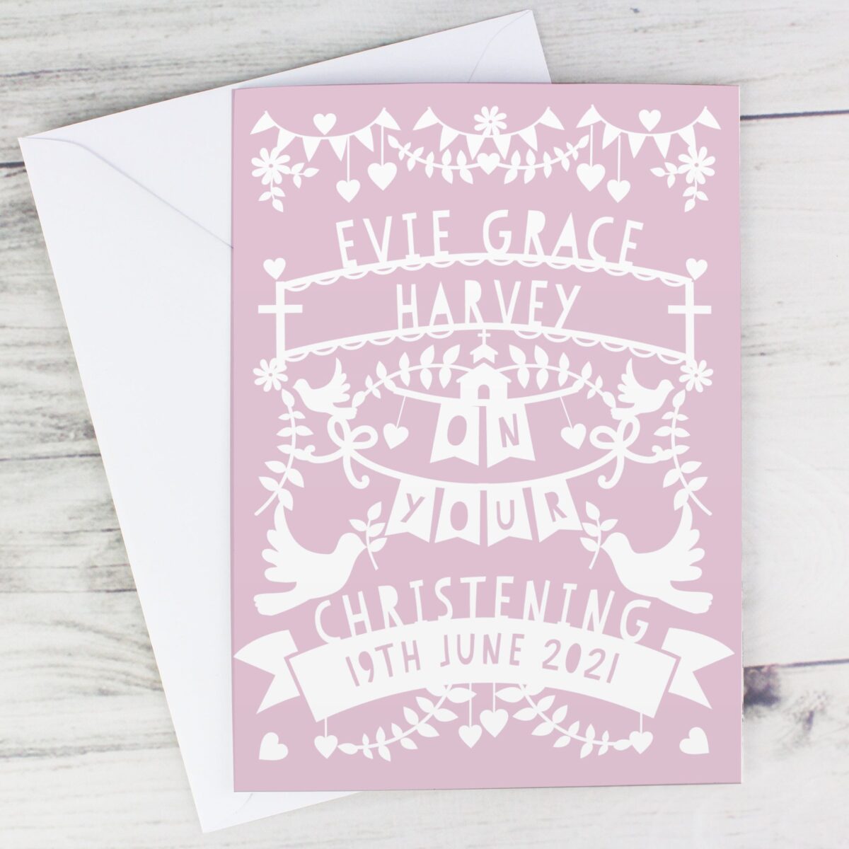 Personalised Pink Papercut Style Card: 1 - Greeting Cards By Gift Moments