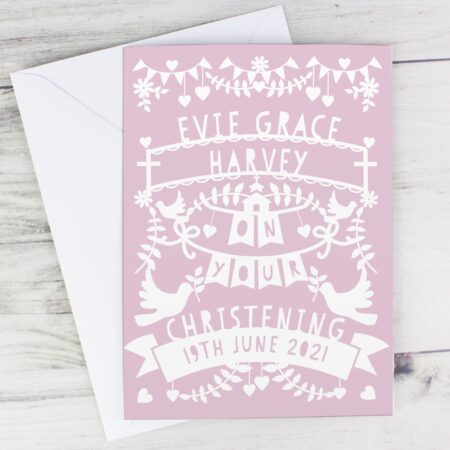 Personalised Pink Papercut Style Card: 1 - Greeting Cards By Gift Moments