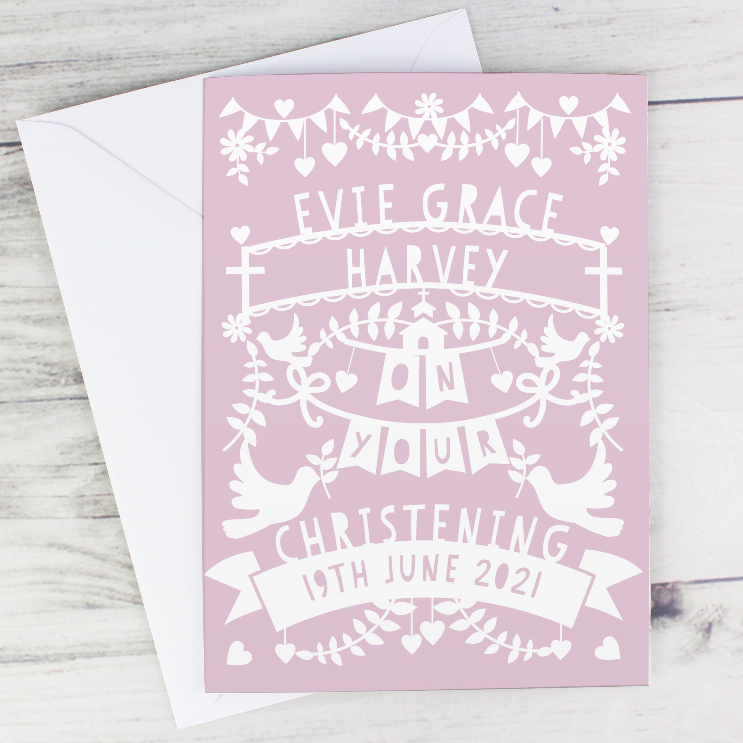 Personalised Pink Papercut Style Card: 1 - Greeting Cards By Gift Moments