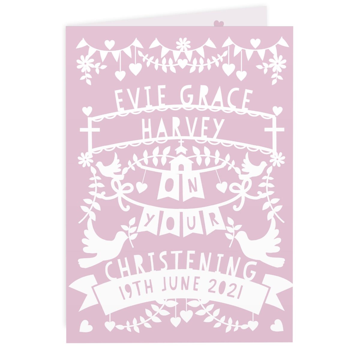 Personalised Pink Papercut Style Card: 3 - Greeting Cards By Gift Moments