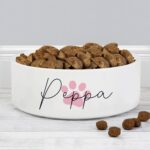 Personalised Pink Paw Print Name 14cm Medium Pet Bowl: 1 - Pet Products By Gift Moments