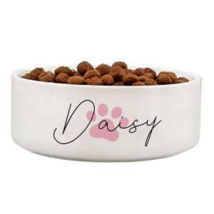 Personalised Pink Paw Print Name 14cm Medium Pet Bowl: 4 - Pet Products By Gift Moments
