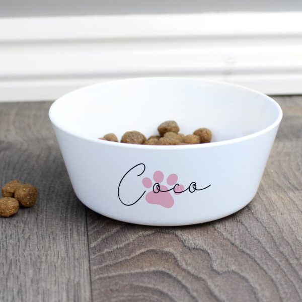 Personalised Pink Paw Print Plastic Cat Bowl: 1 - Pet Products By Gift Moments