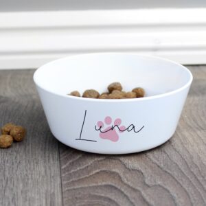 Personalised Pink Paw Print Plastic Cat Bowl: 3 - Pet Products By Gift Moments