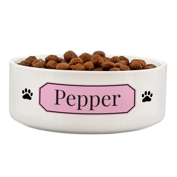 Personalised Pink Plaque 14cm Medium Pet Bowl: 2 - Pet Products By Gift Moments