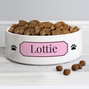 Personalised Pink Plaque 14cm Medium Pet Bowl: 1 - Pet Products By Gift Moments