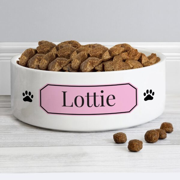 Personalised Pink Plaque 14cm Medium Pet Bowl: 1 - Pet Products By Gift Moments