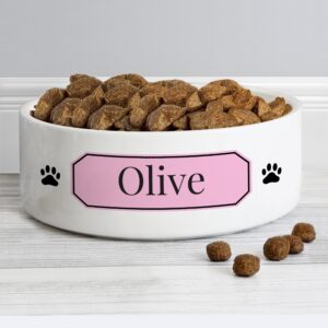Personalised Pink Plaque 14cm Medium Pet Bowl: 3 - Pet Products By Gift Moments