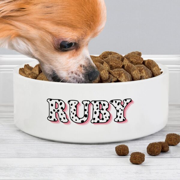 Personalised Pink Spots Name 14cm Medium Pet Bowl: 2 - Pet Products By Gift Moments