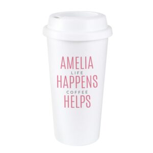 Personalised Pink Text Slogan Insulated Reusable Eco Travel Cup: 6 - Travel Mugs By Gift Moments