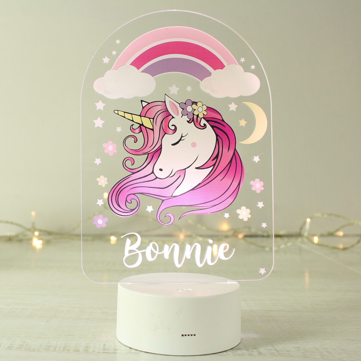 Personalised Pink Unicorn LED Colour Changing Night Light: 4 - LED Lighting By Gift Moments