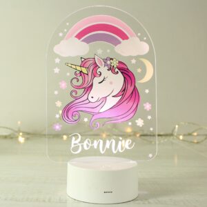 Personalised Pink Unicorn LED Colour Changing Night Light: 4 - LED Lighting By Gift Moments