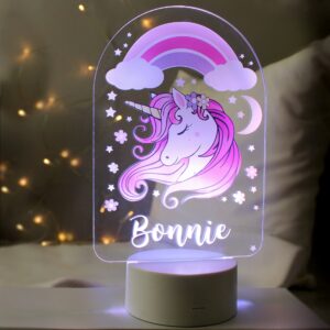 Personalised Pink Unicorn LED Colour Changing Night Light: 1 - LED Lighting By Gift Moments