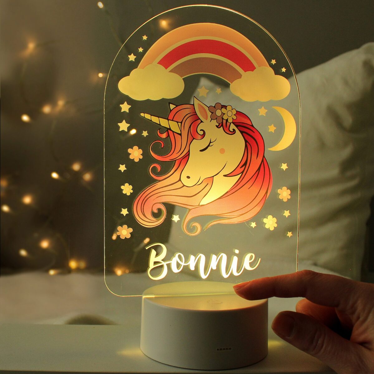Personalised Pink Unicorn LED Colour Changing Night Light: 2 - LED Lighting By Gift Moments