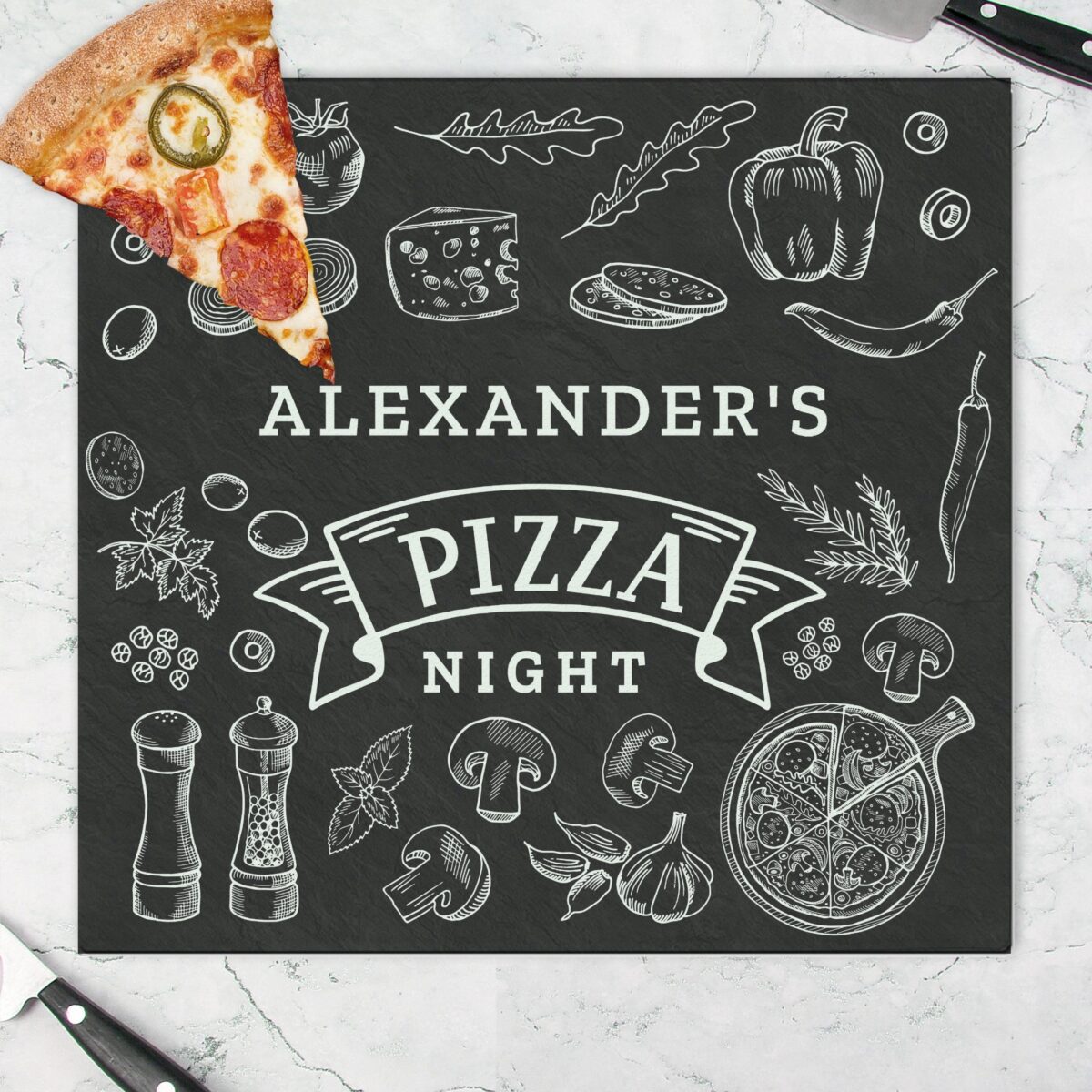 Personalised Pizza Glass Chopping Board/Worktop Saver: 3 - Chopping Boards By Gift Moments