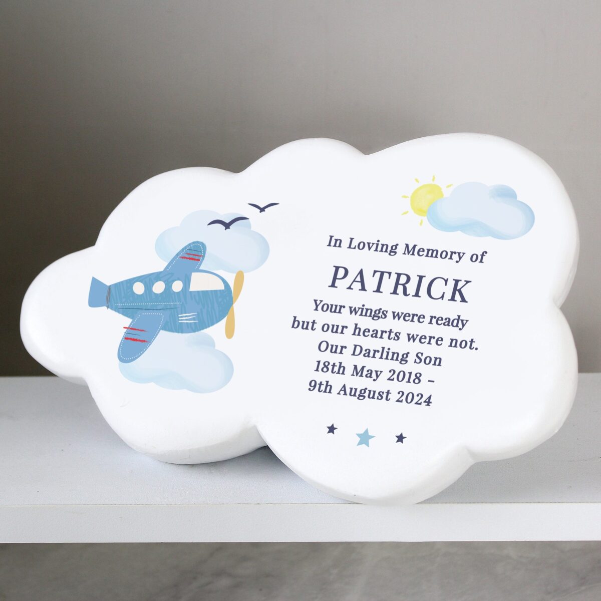 Personalised plane resin memorial cloud