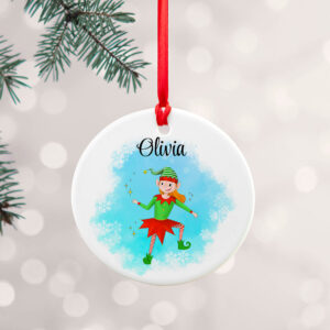 Personalised Girl Elf Christmas Ornament: 2 - Christmas Decorations By Gift Moments