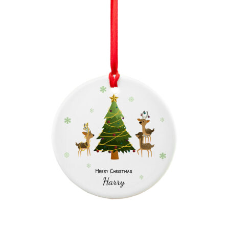 Personalised Playing Reindeers Christmas Ornament: 4 - Christmas Decorations By Gift Moments