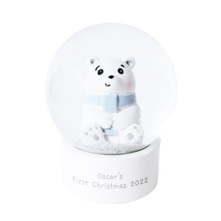Personalised polar bear name snow globe
