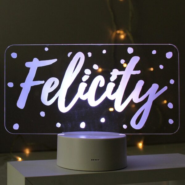 Personalised Polka-dot Name only LED Colour Changing Night Light: 1 - LED Lighting By Gift Moments