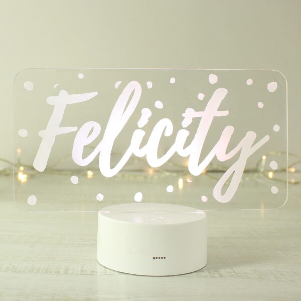 Personalised Polka-dot Name only LED Colour Changing Night Light: 2 - LED Lighting By Gift Moments