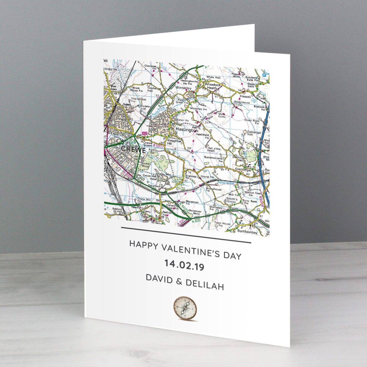 Personalised Present Day Map Compass Card: 4 - Greeting Cards By Gift Moments