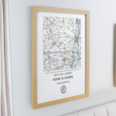 Personalised Present Day Map Compass Framed Prints: 4 - Framed Prints By Gift Moments