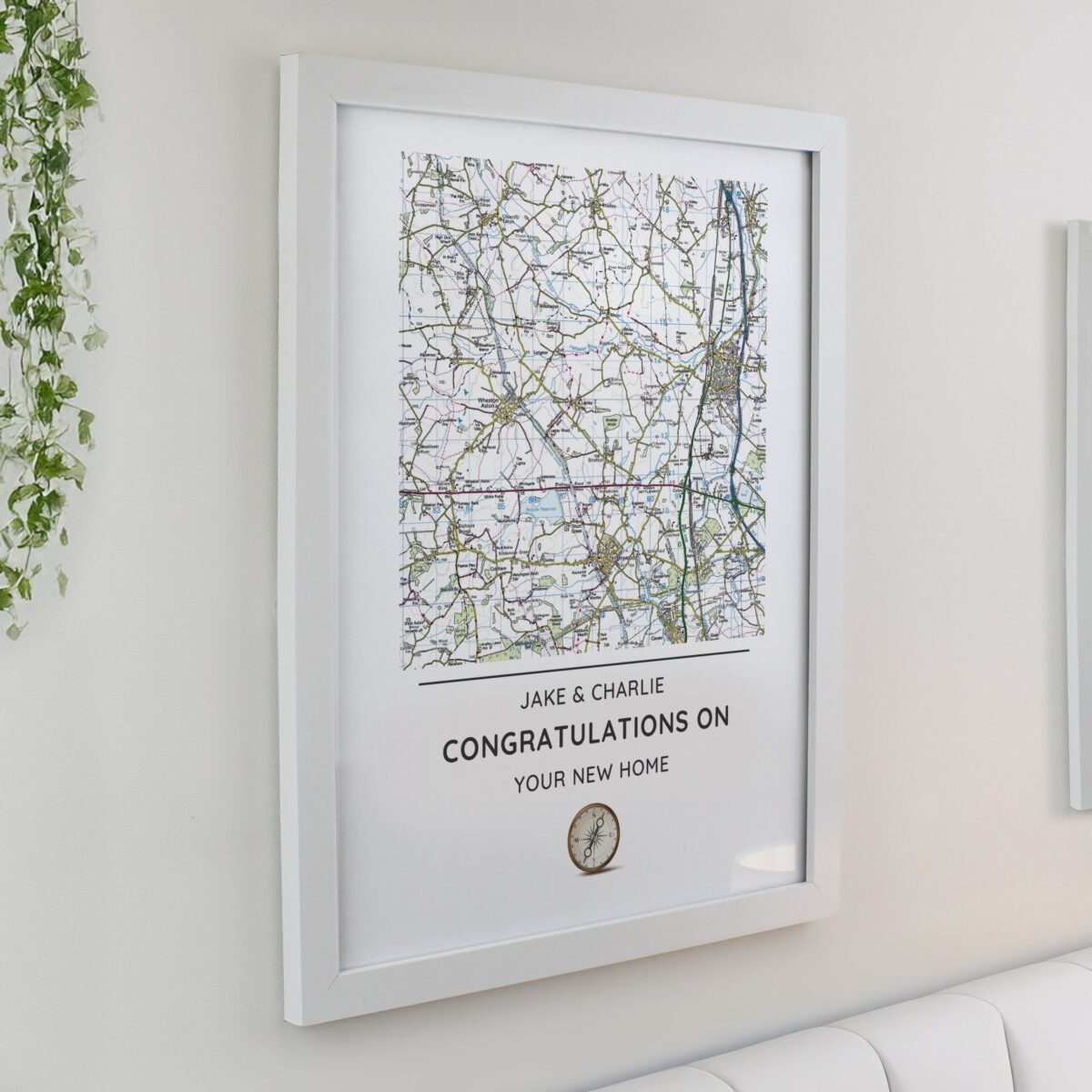Personalised Present Day Map Compass Framed Prints: 6 - Framed Prints By Gift Moments