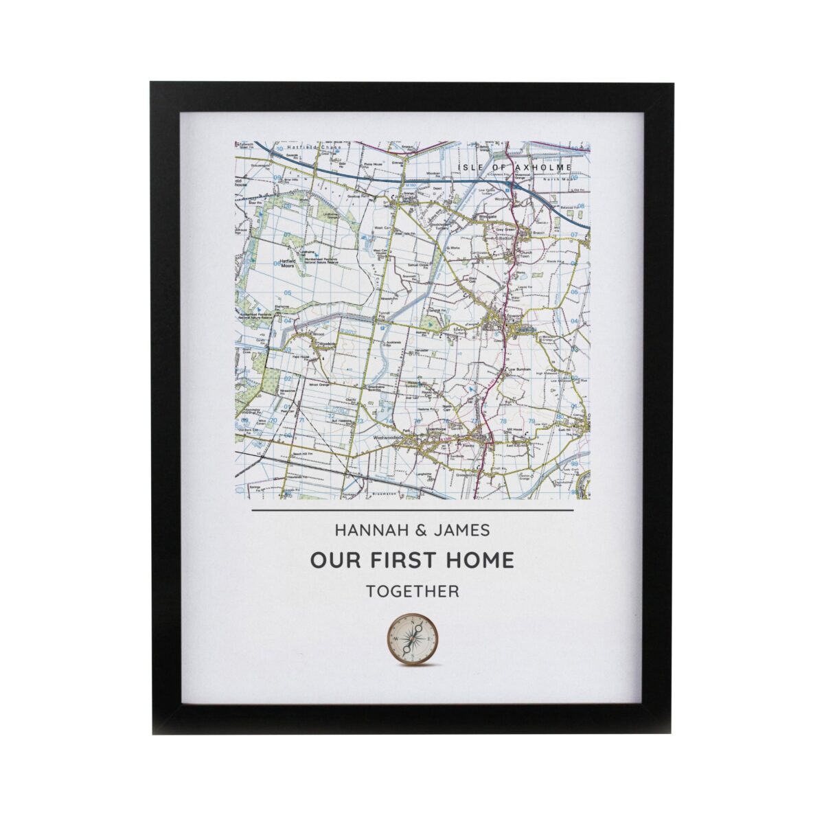 Personalised Present Day Map Compass Framed Prints: 8 - Framed Prints By Gift Moments