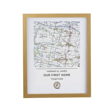 Personalised Present Day Map Compass Framed Prints: 7 - Framed Prints By Gift Moments