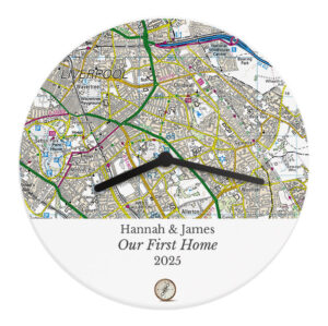Personalised Present Day Map Compass Wall Clock: 5 - Clocks By Gift Moments