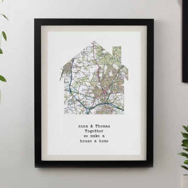 Personalised Present Day Map Home Framed Prints: 2 - Black - Framed Prints By Gift Moments