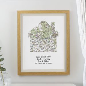 Personalised Present Day Map Home Framed Prints: 1 - Oak - Framed Prints By Gift Moments