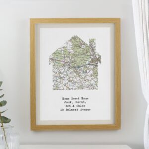 Personalised Present Day Map Home Framed Prints: 1 - Oak - Framed Prints By Gift Moments