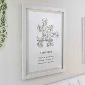 Personalised Present Day Map Puzzle Piece Framed Prints: 6 - Framed Prints By Gift Moments