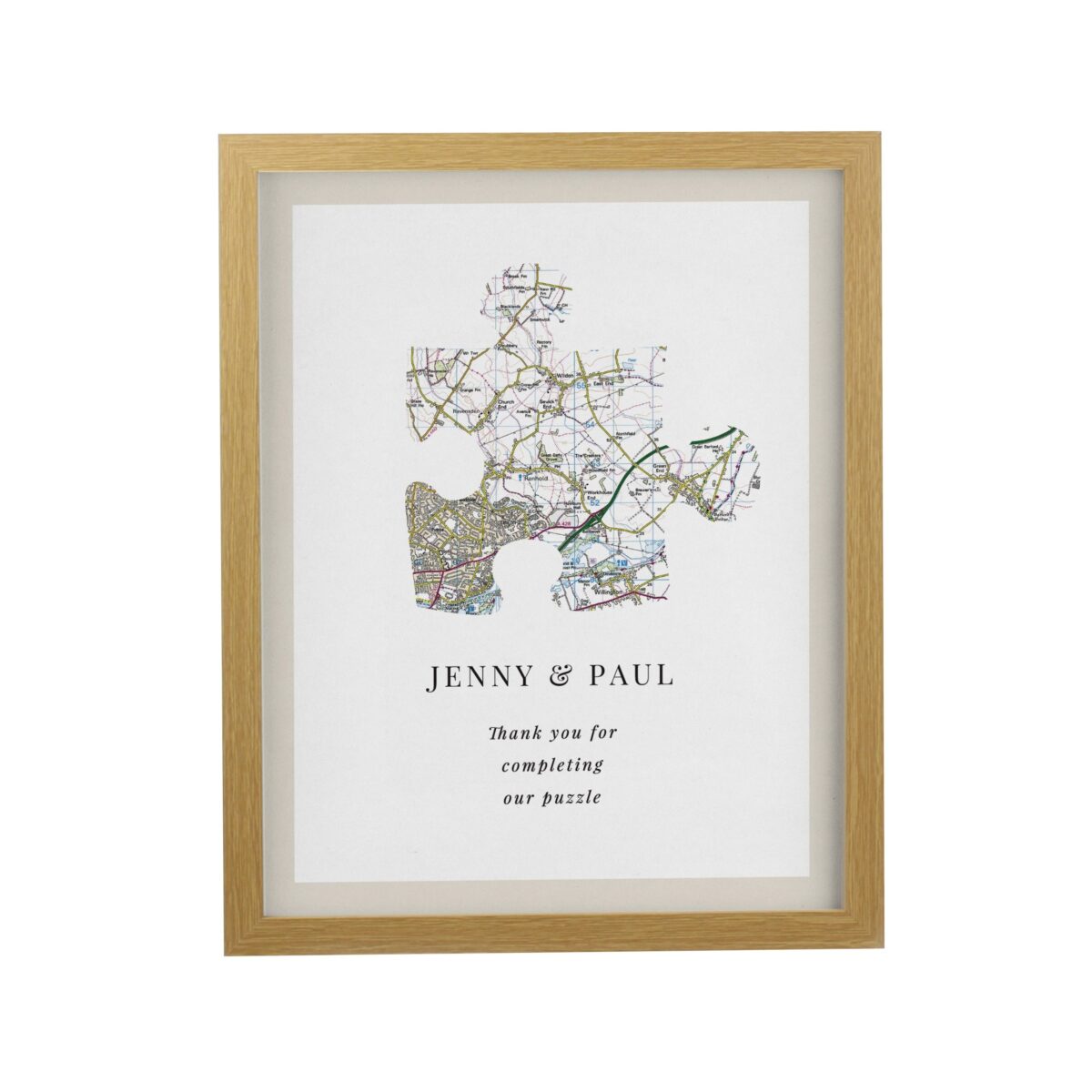 Personalised Present Day Map Puzzle Piece Framed Prints: 7 - Framed Prints By Gift Moments