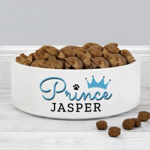 Personalised Prince 14cm Medium Ceramic White Pet Bowl: 1 - Pet Products By Gift Moments