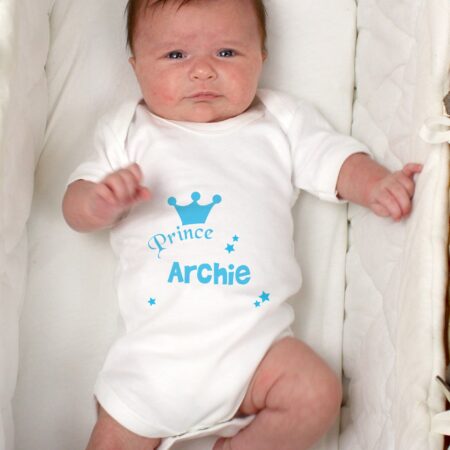 Personalised Prince Baby Vest: 3 - Baby Clothing By Gift Moments