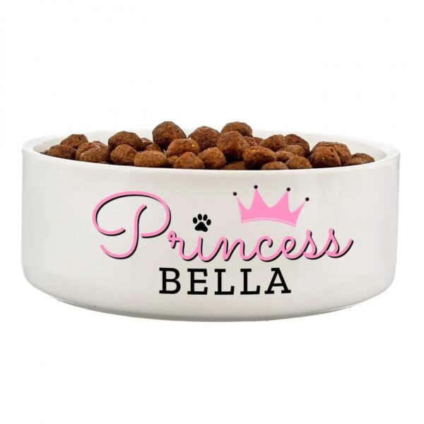 Personalised Princess 14cm Medium Ceramic White Pet Bowl: 2 - Pet Products By Gift Moments