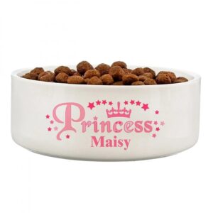 Personalised Princess 14cm Medium White Pet Bowl: 2 - Pet Products By Gift Moments