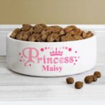 Personalised Princess 14cm Medium White Pet Bowl: 1 - Pet Products By Gift Moments