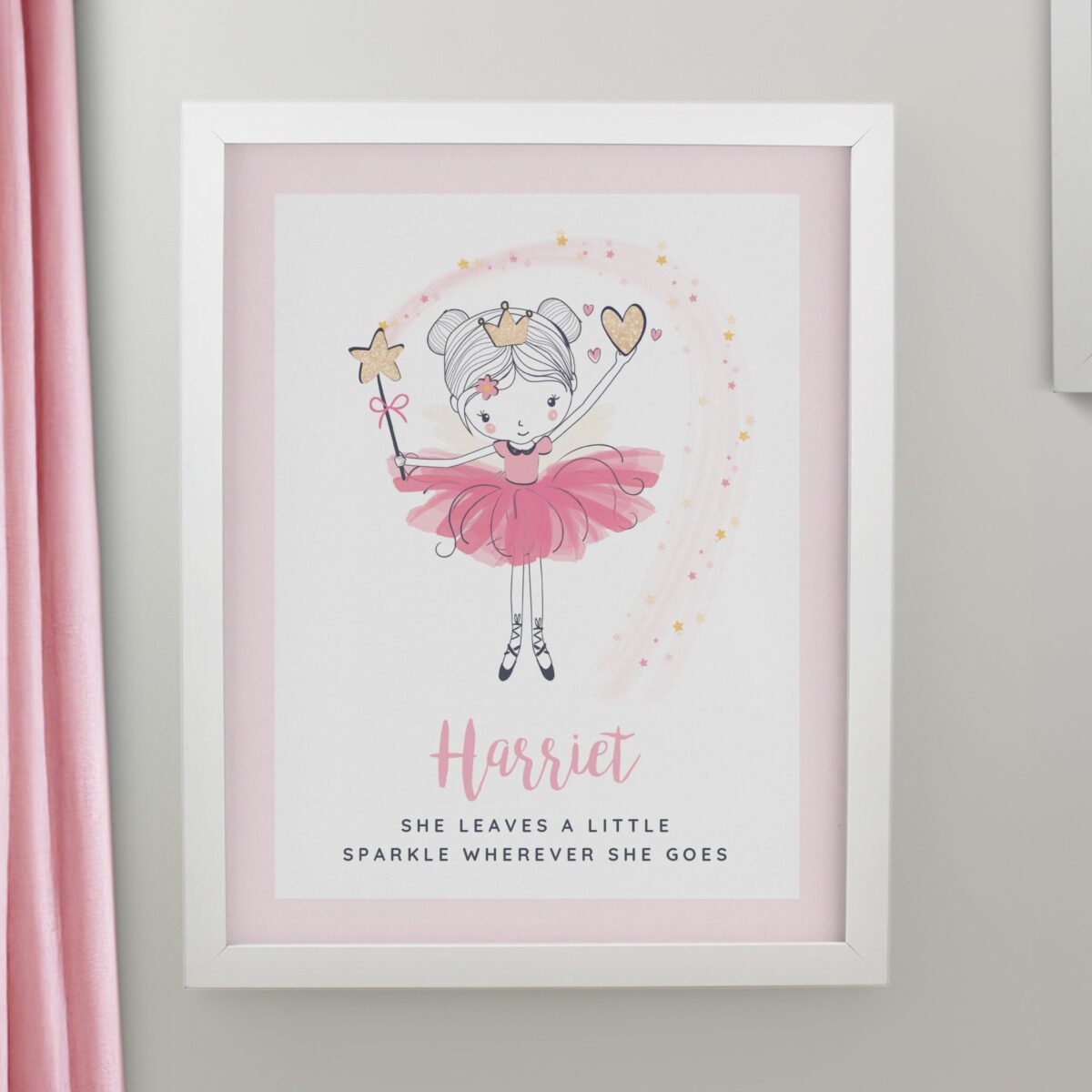Personalised Princess Ballerina Framed Prints: 3 - White - Framed Prints By Gift Moments