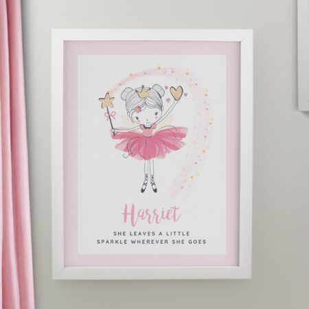 Personalised Princess Ballerina Framed Prints: 3 - White - Framed Prints By Gift Moments